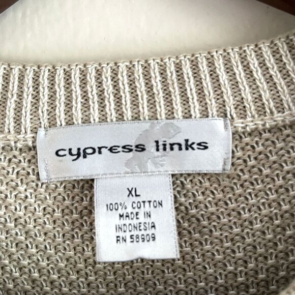 Cypress Links Golf Clubs Sweater Mens XL Top Raised Knit Long Sleeve Tan Neutral - Picture 8 of 9